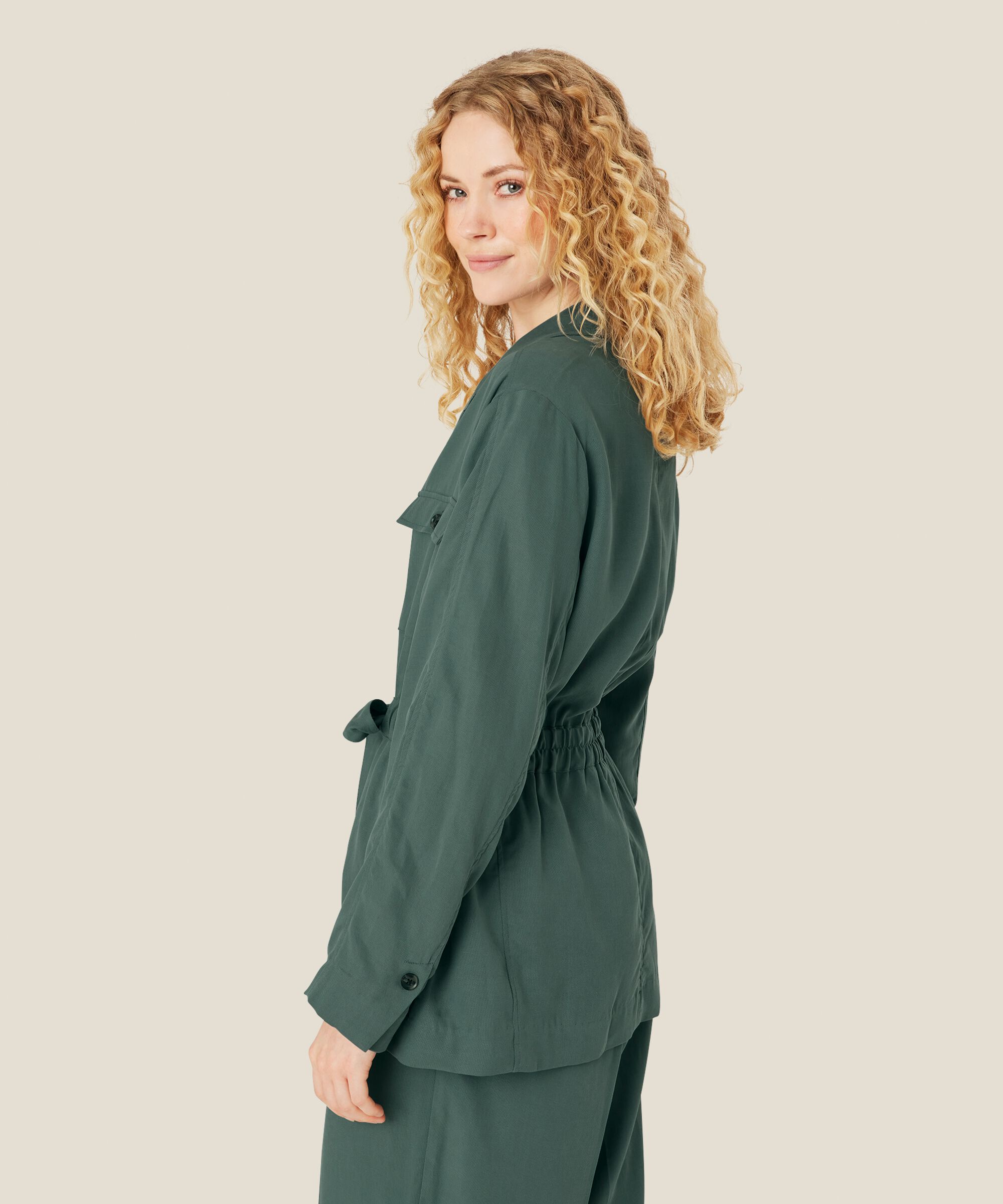 Jacke mit Taschen und Bindebändern in der Taille, Balsam Green