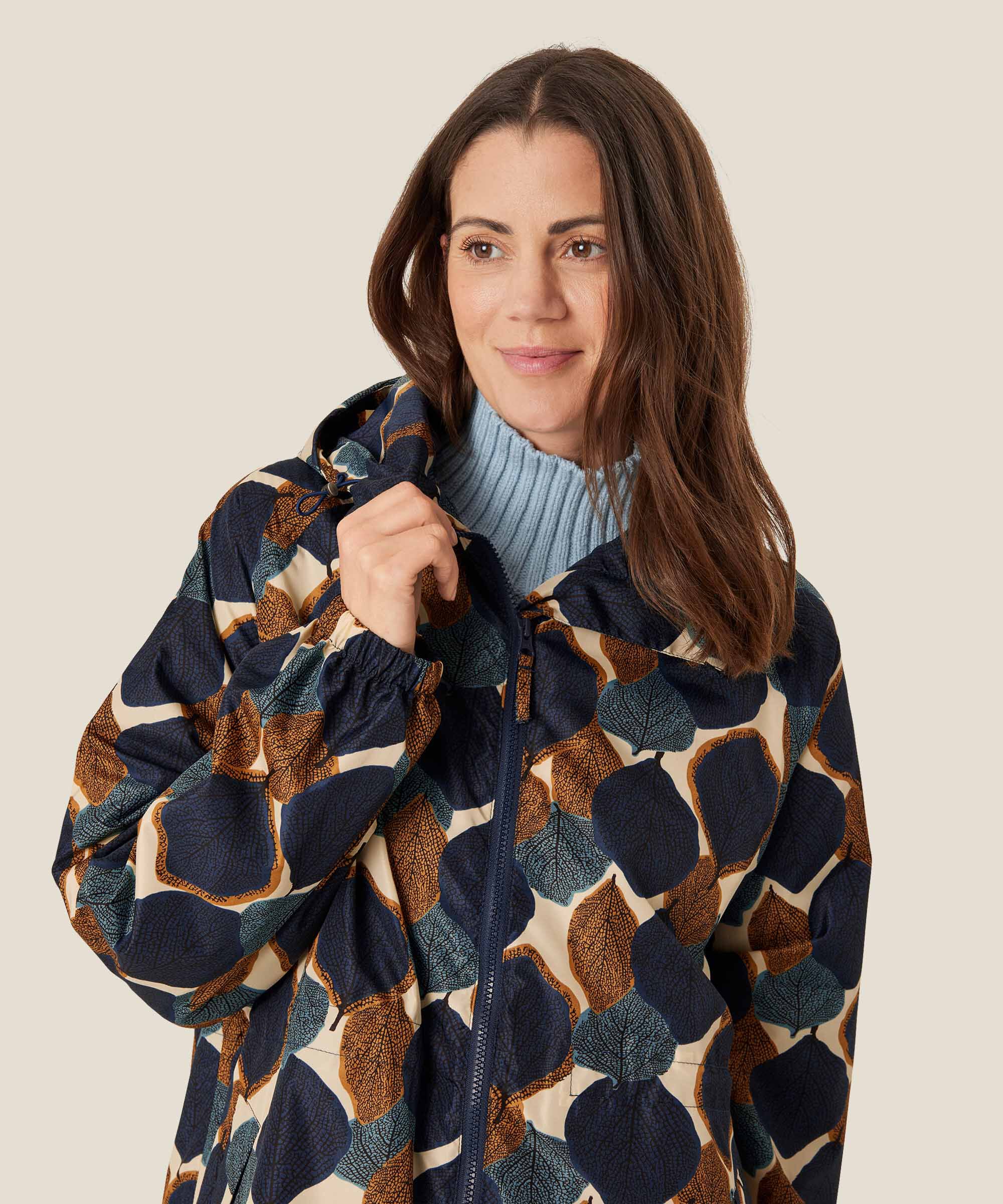 gemusterter Regenmantel mit Kapuze, Moonlit Ocean