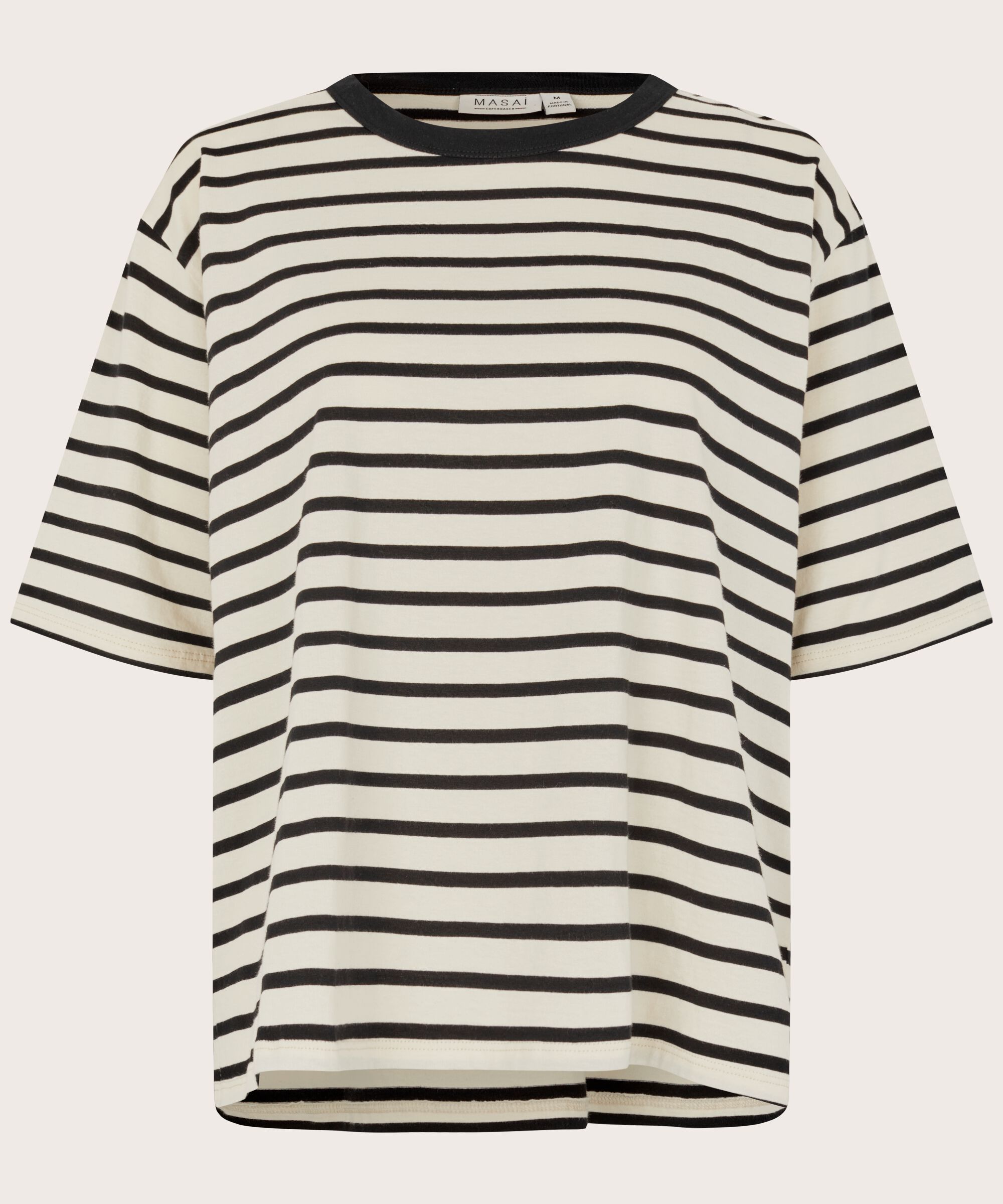 gestreiftes T-Shirt mit Rundhals, Black