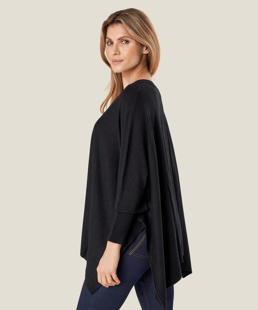 Oversize-Strickpullover mit schmalen Ärmeln, Black