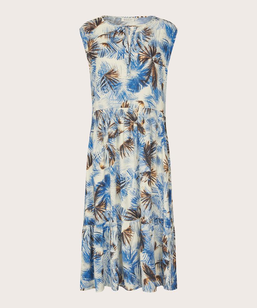Bedrucktes Jerseykleid mit Bindebändern am Hals, Della Blue