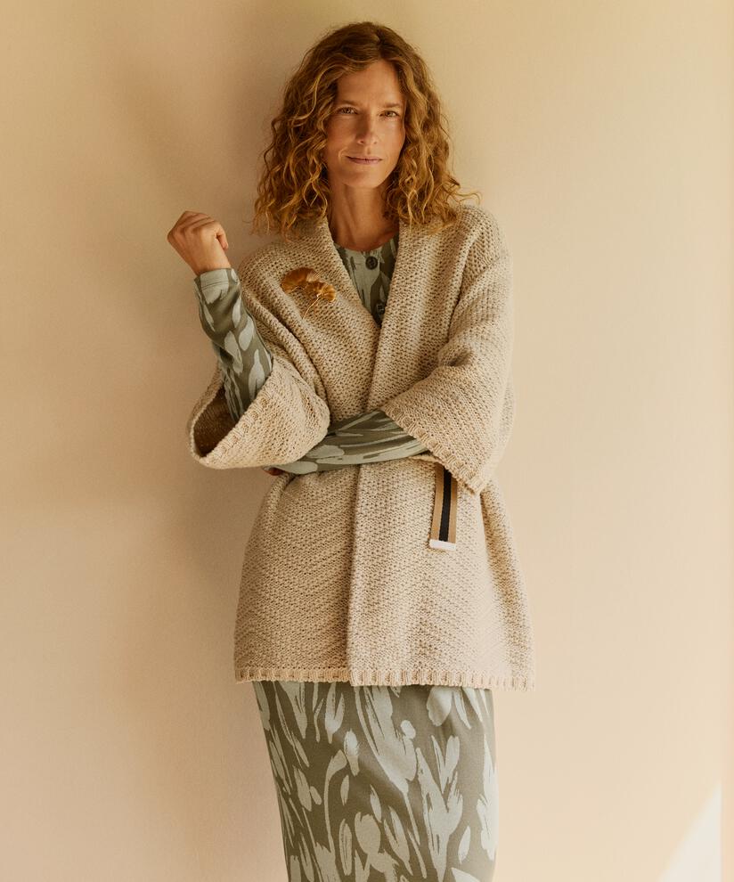 Offener Cardigan aus Baumwollmix, Whitecap