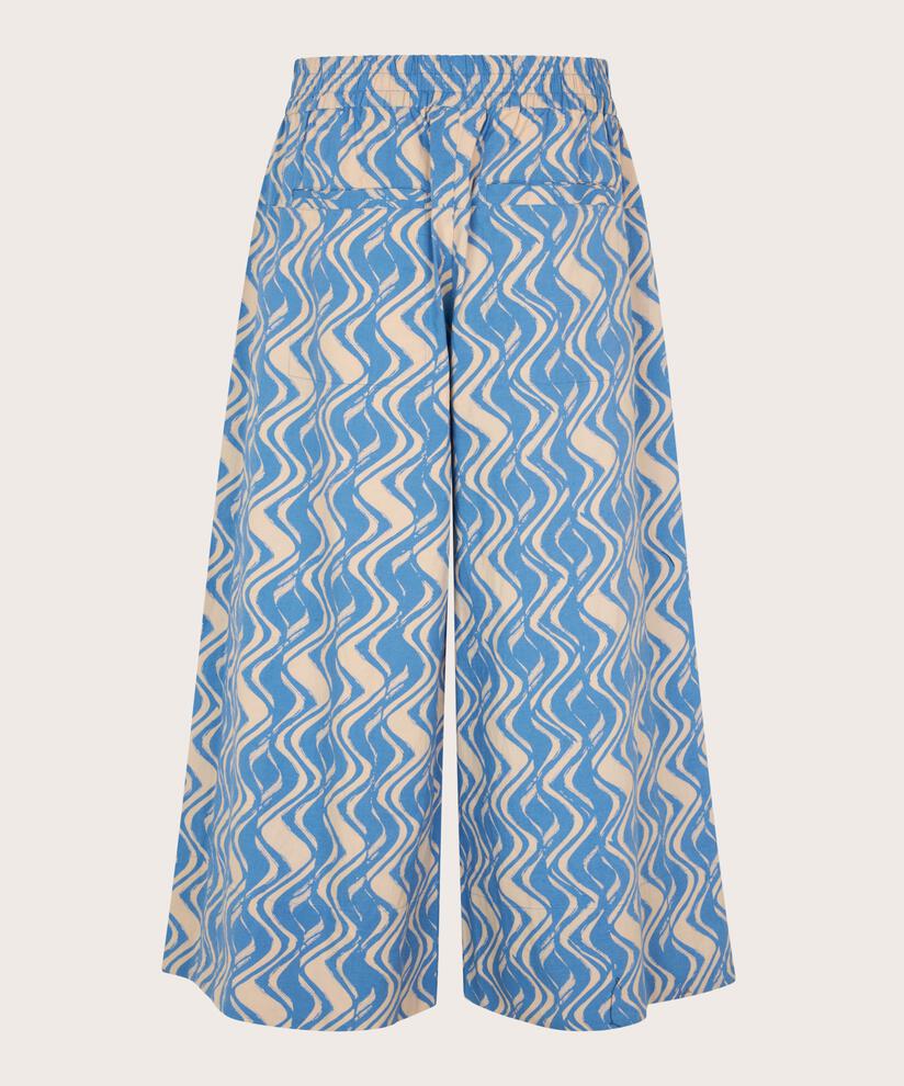 Bedruckte Baumwollhose mit weitem Bein, Blue Bonnet