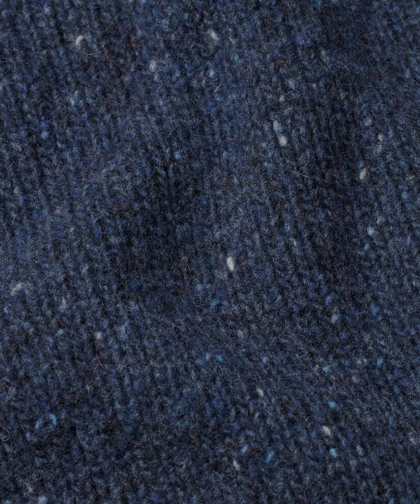 Rollkragenpullover aus Wollmischung mit gerippten Kanten, Navy Blazer