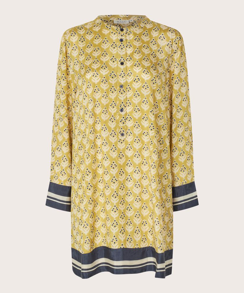 langärmlige Viskose-Tunika mit Knopfleiste, Burnish Gold