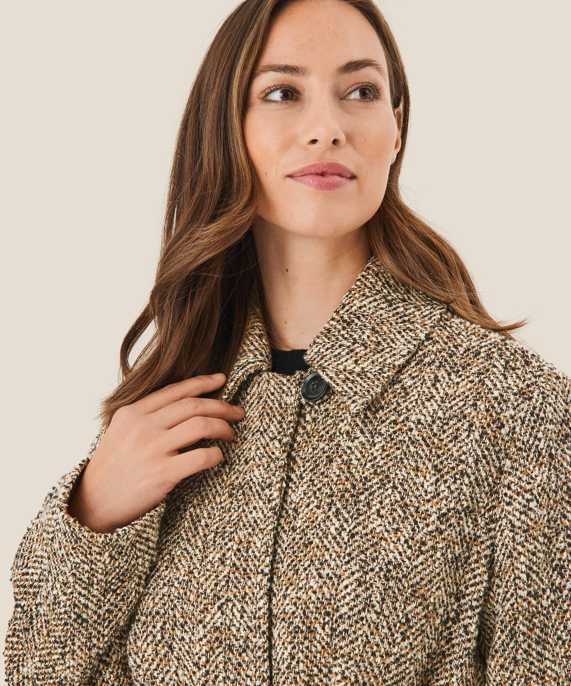 melierter Mantel mit Knopfverschluss, Dijon