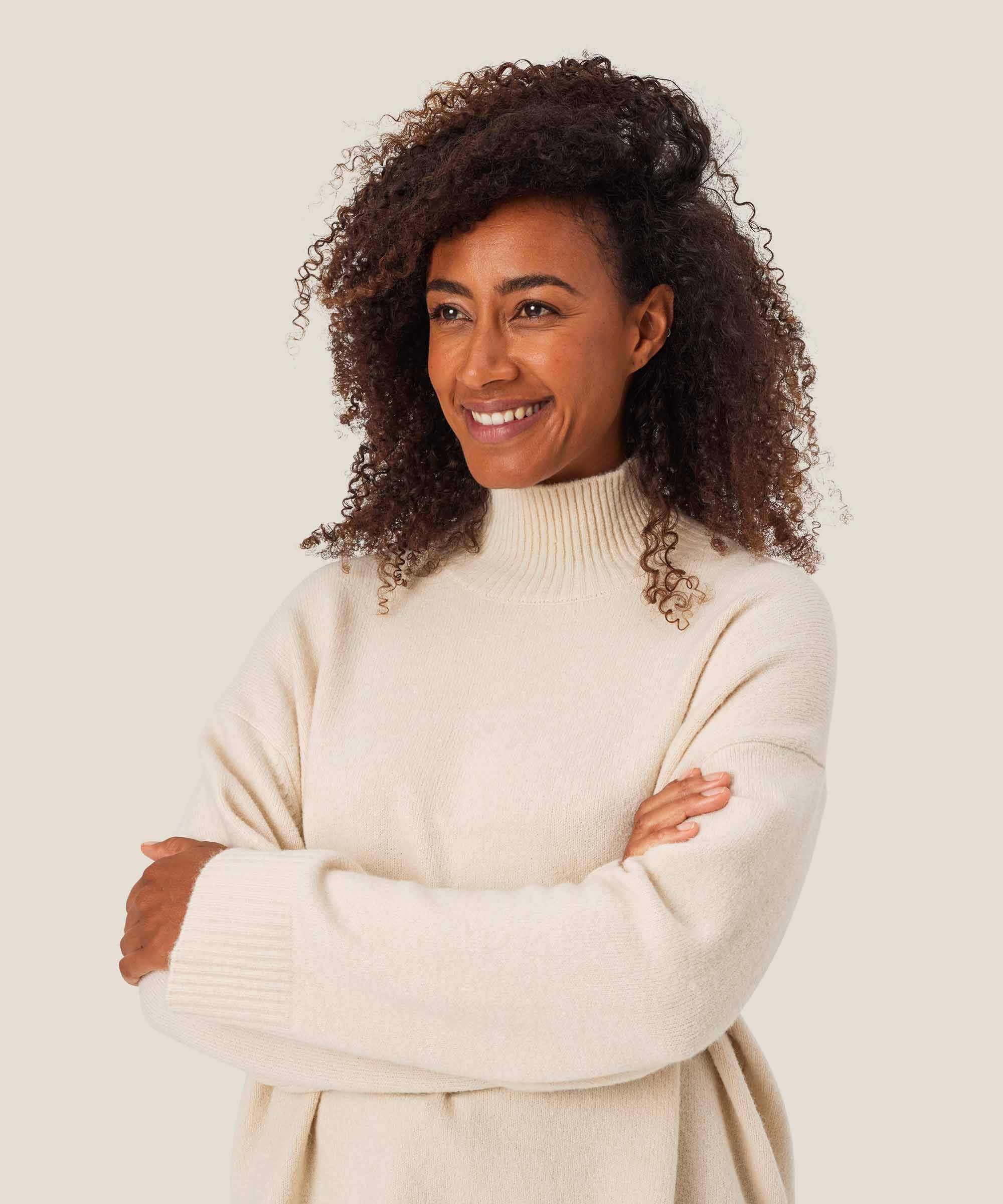 Pullover mit Rollkragen und Seitenschlitz, Whitecap