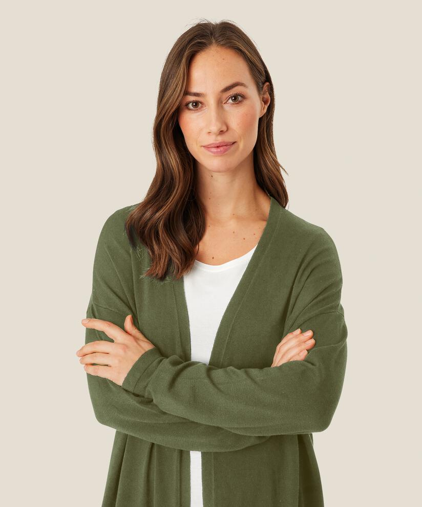 Feinstrick-cardigan Mit Geradem Schnitt, D. Lichen Green