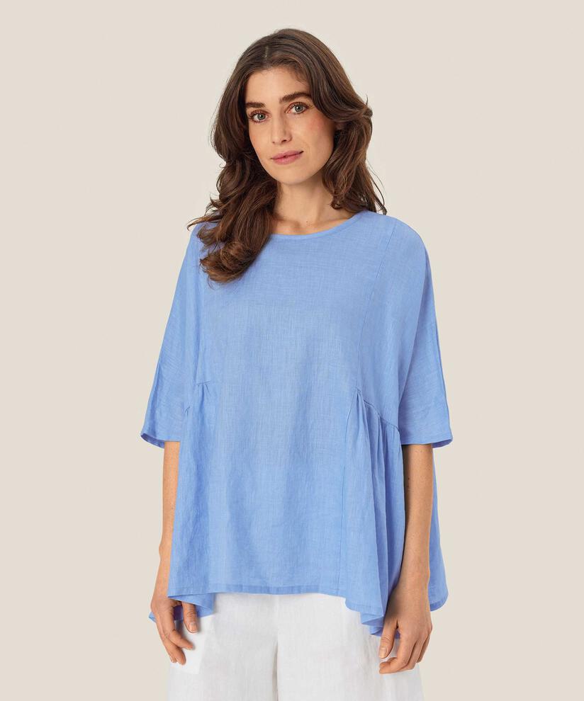 Leinenbluse mit Falten an den Seiten, Della Blue