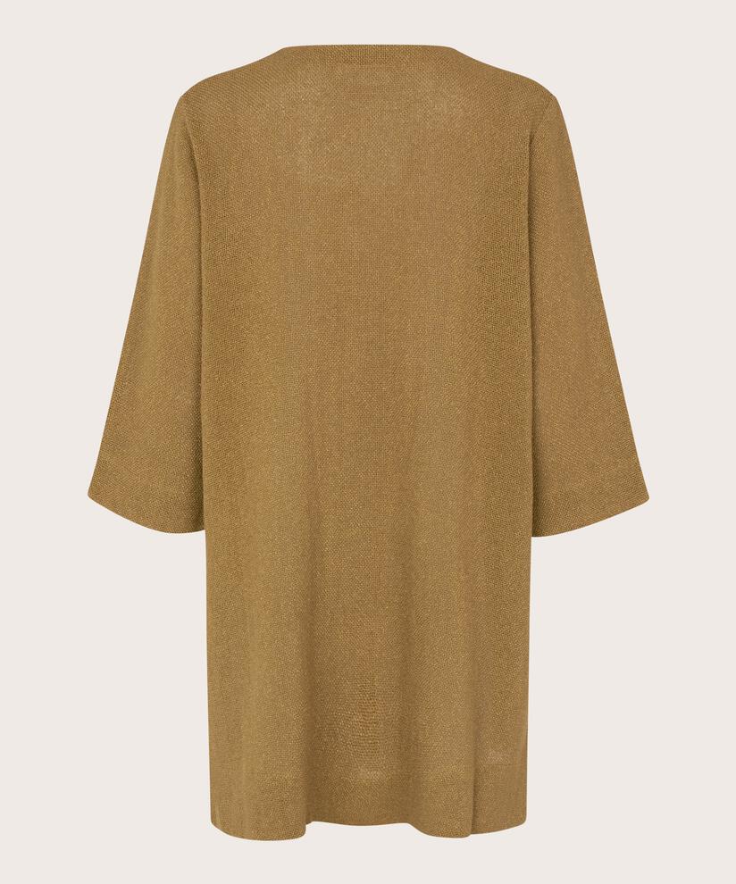 Bouclé-Tunika mit Seitenschlitz, Dull Gold