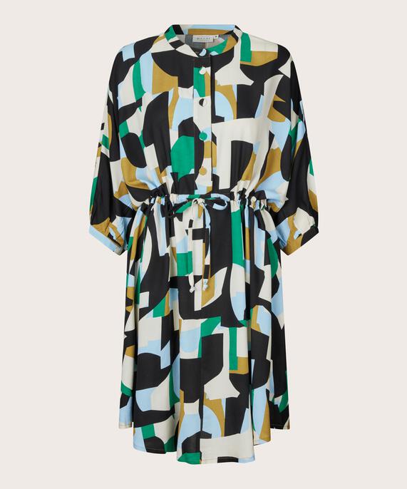 Gemustertes Viskosekleid mit Knöpfen und Bändern, Greenlake