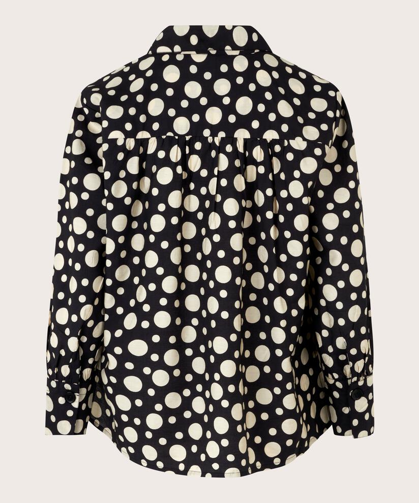 Gepunktete Hemdjacke aus Viskose, Black