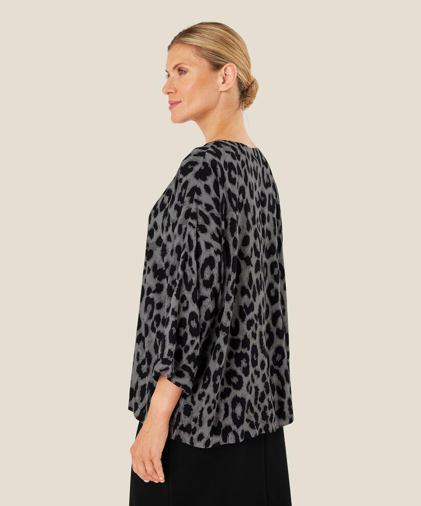 Viskosebluse Mit 3/4 Ärmeln, Steel Grey