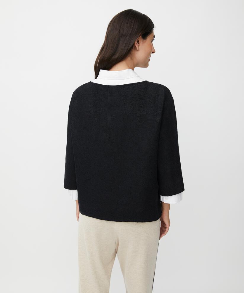 Blouse Bouclée À Manches 3/4, Black