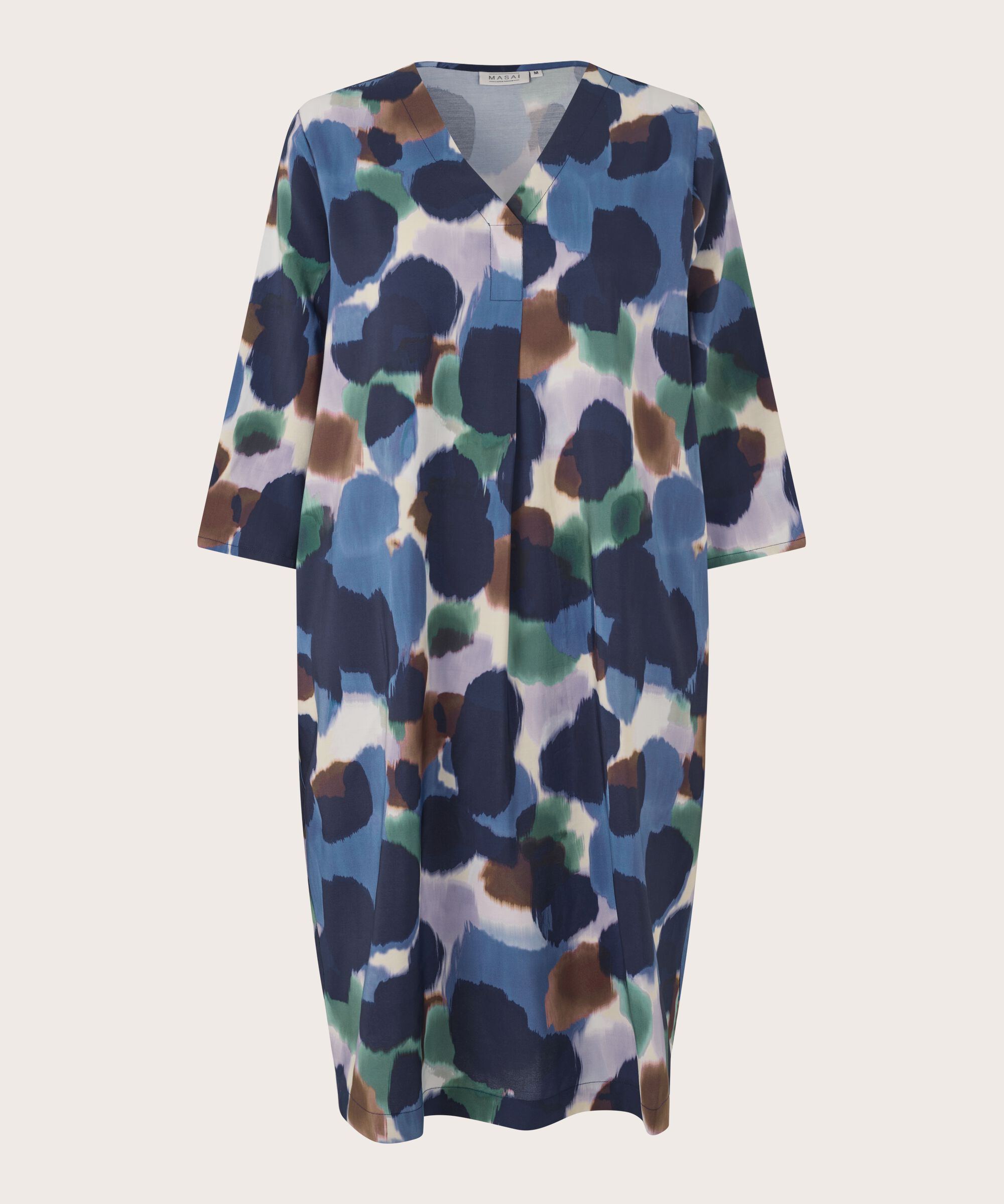 Viskosekleid Mit V-ausschnitt Und Eingrifftaschen, Navy Blazer