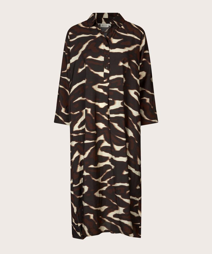 Kleid aus Viskose mit Knöpfen und Kragen, Coffee Bean