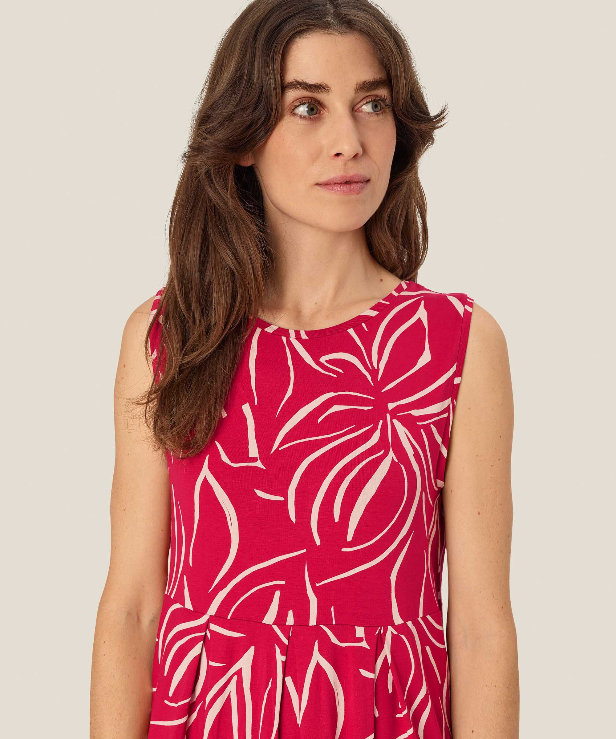 ärmelloses Tulpenkleid mit Eingrifftaschen, Persian Red