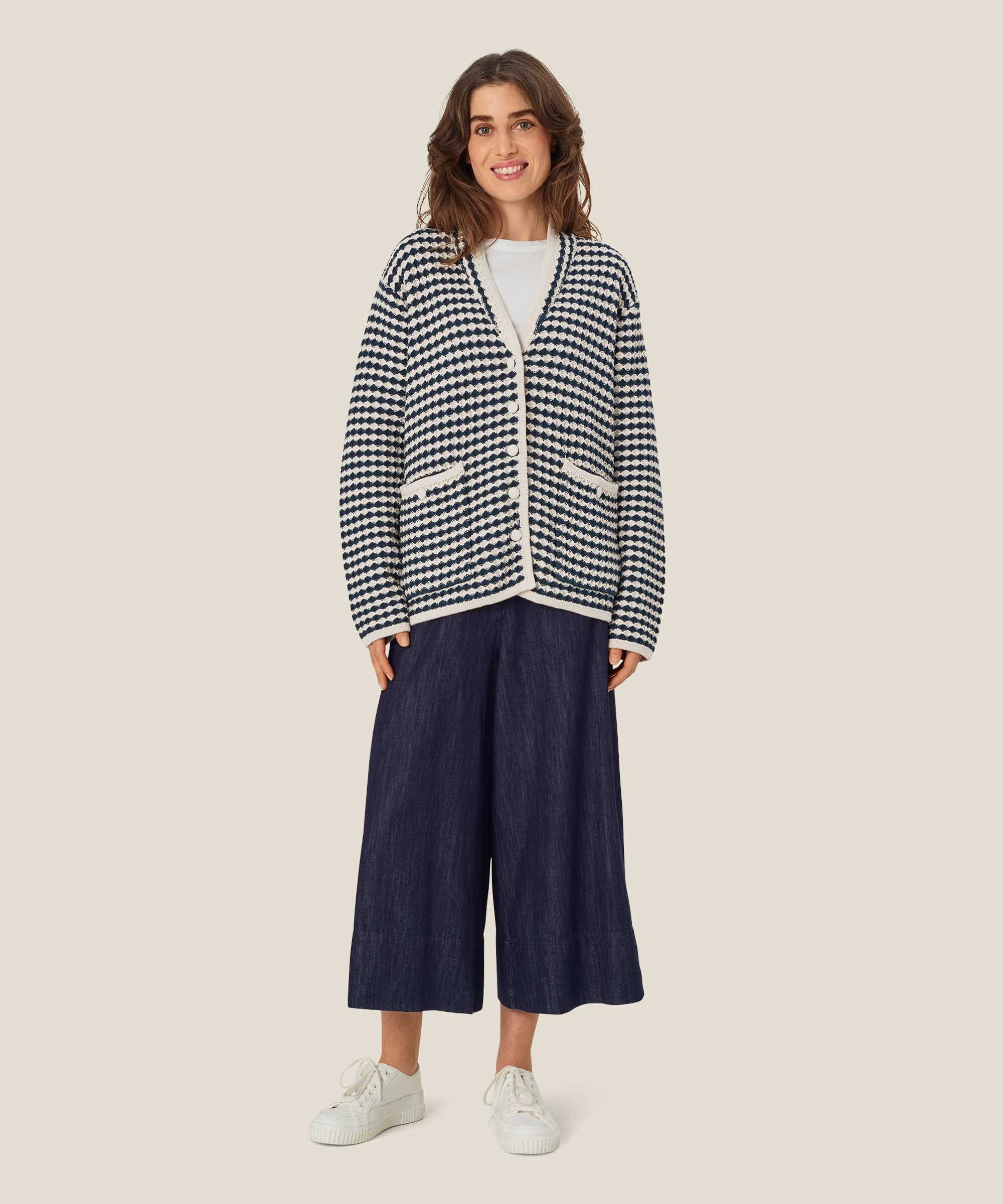 Cardigan aus Baumwollmischung mit Fronttaschen, Mood Indigo