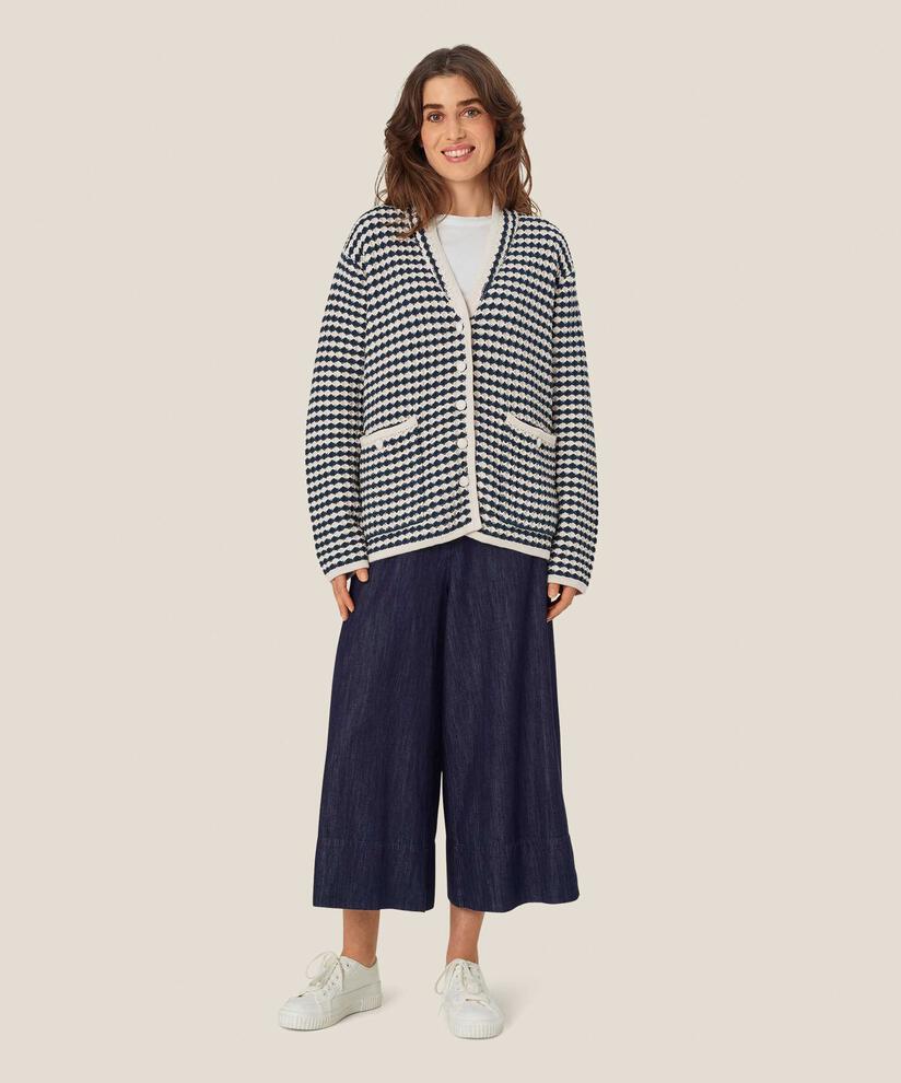 Cardigan aus Baumwollmischung mit Fronttaschen, Mood Indigo