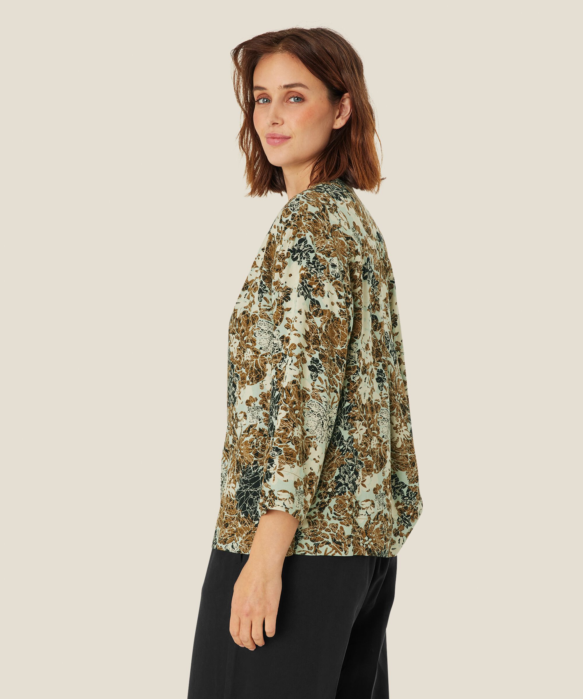 Viskosebluse Mit 3/4 Ärmeln, Bok Choy