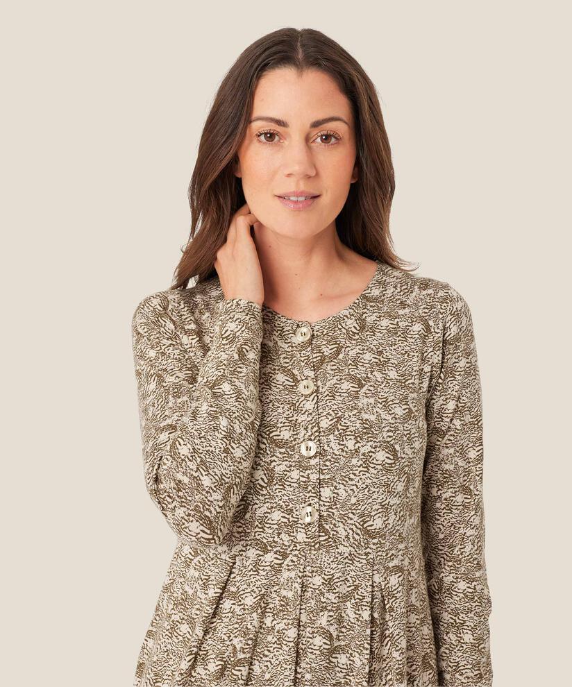Tulpenkleid mit Knöpfen am Hals und Eingrifftaschen, Sea Turtle