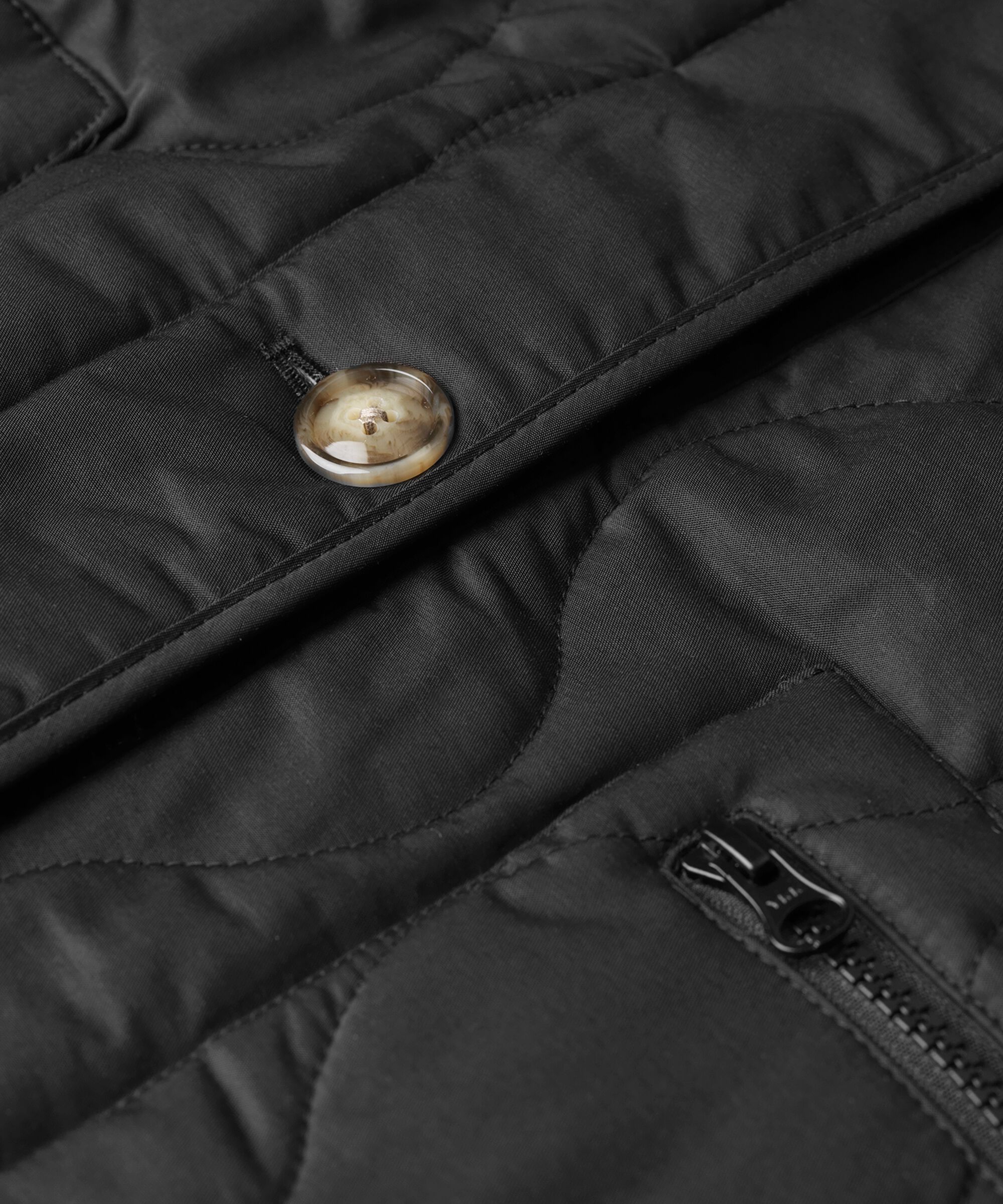 Steppmantel mit Kapuze, Black