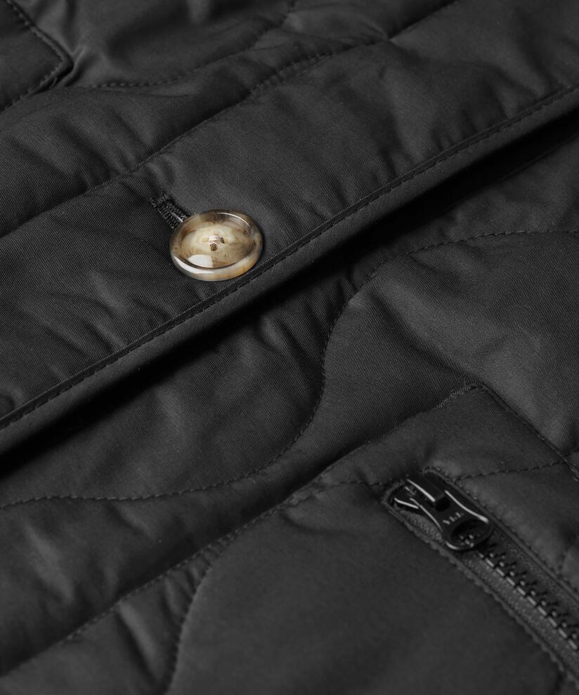 Steppmantel mit Kapuze, Black