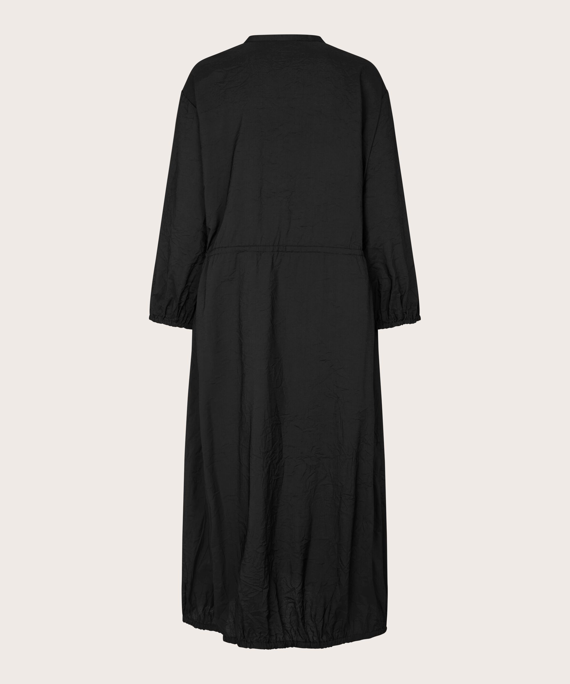Viskosekleid mit elastischem Saum und Bindeband, Black