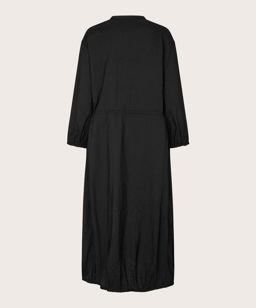 Viskosekleid mit elastischem Saum und Bindeband, Black