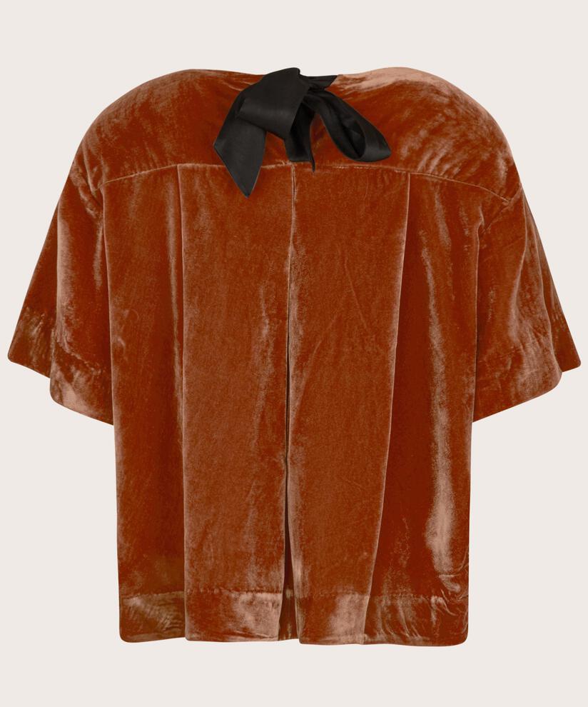 Veloursbluse mit Schleifendetail, Picante