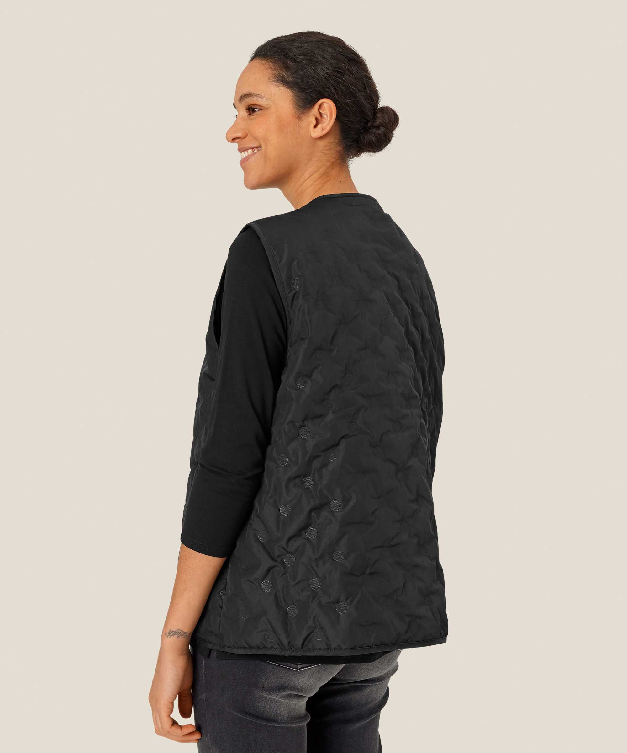 Steppweste mit Druckknopfverschluss, Black