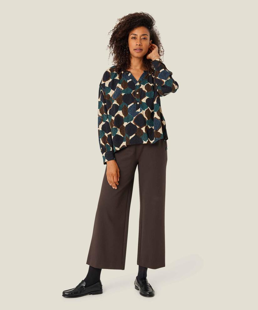 Baumwollbluse mit V-Ausschnitt, Chipmunk