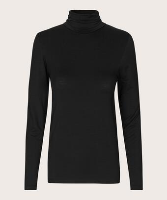 Rollkragenbluse Aus Weichem Jersey, Black