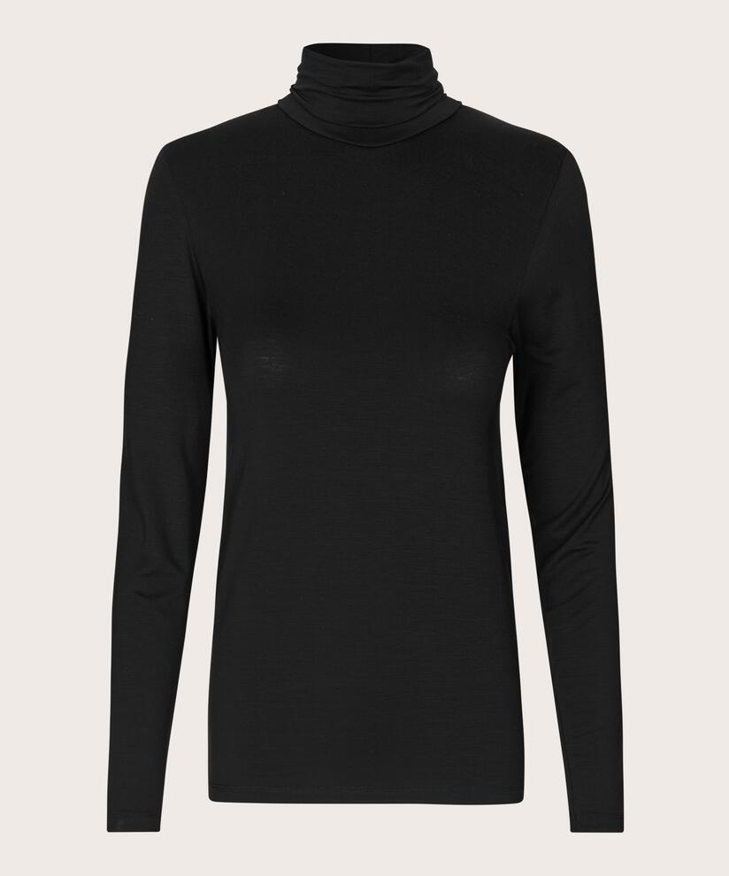 Rollkragenbluse Aus Weichem Jersey, Black