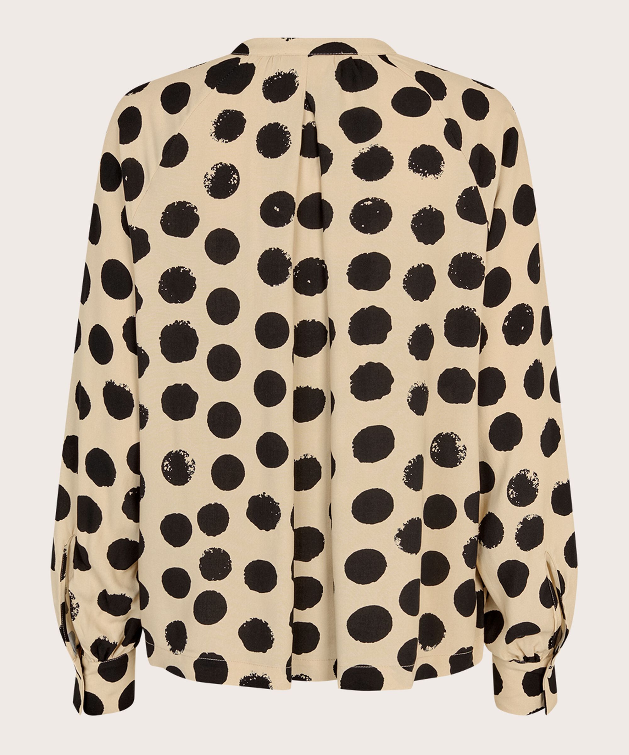 Viskosebluse mit Bindebändern am Hals, Fog