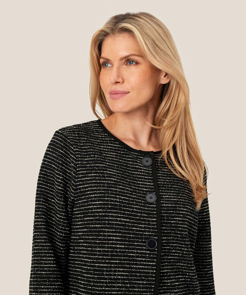 Jerseyjacke mit gewebten Streifen, Black