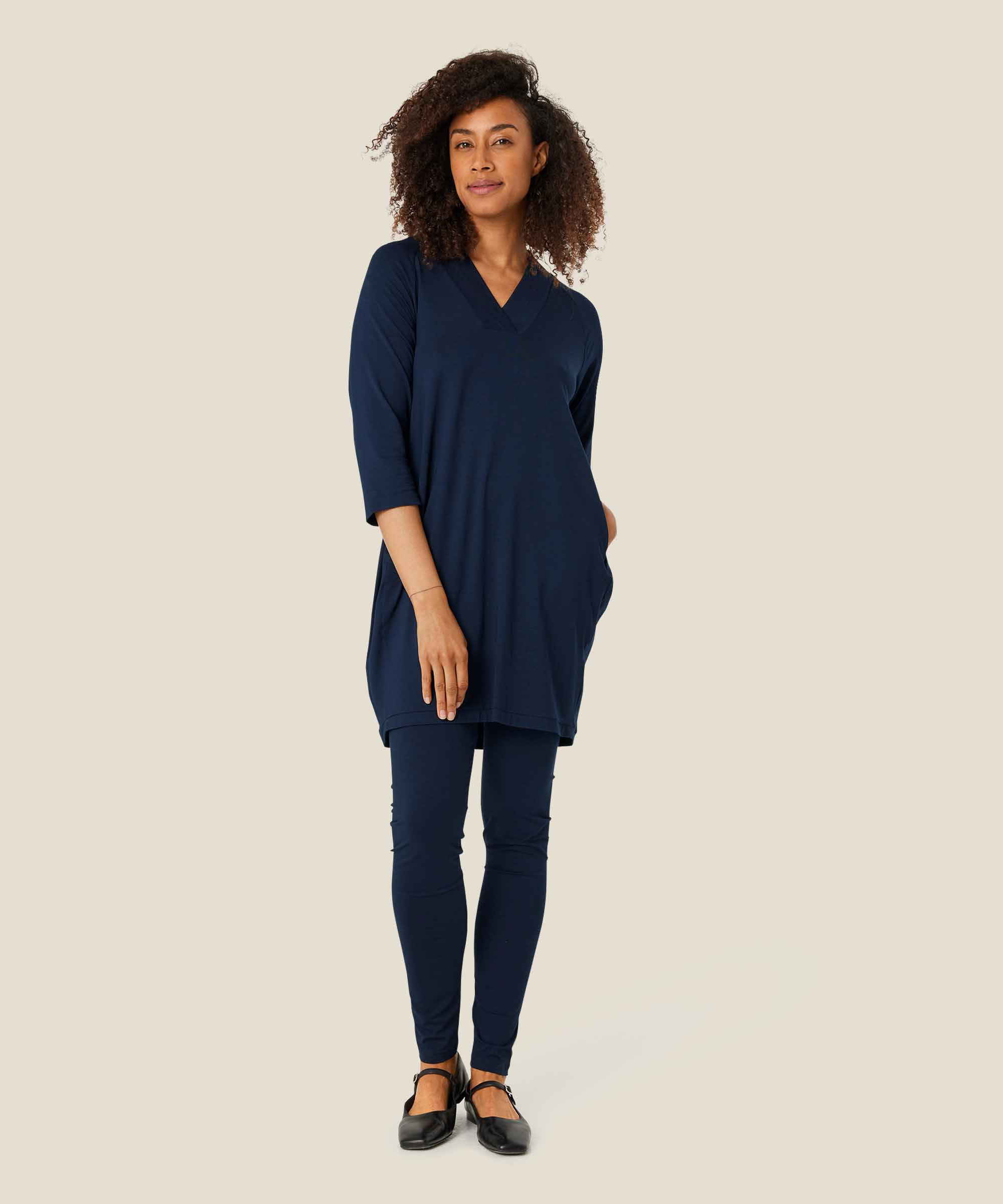 Lange Leggings Aus Weichem Jersey, Navy