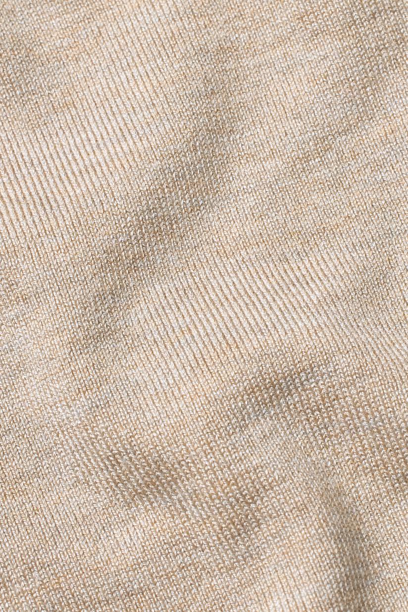 hochgeschlossener Strickpullover mit Kontrastdetails, L beige mel