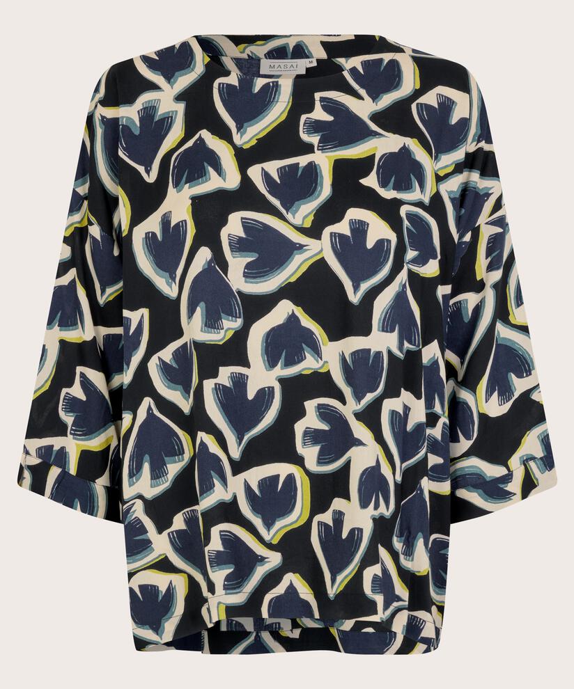 Viskosebluse mit 3/4 Ärmeln, Maritime Blue