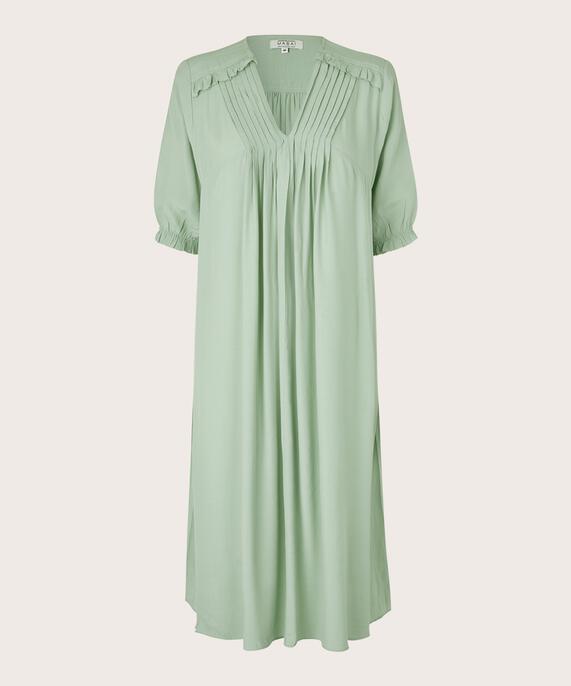 feminines Kleid aus Viskose mit Falten, Frosty Green