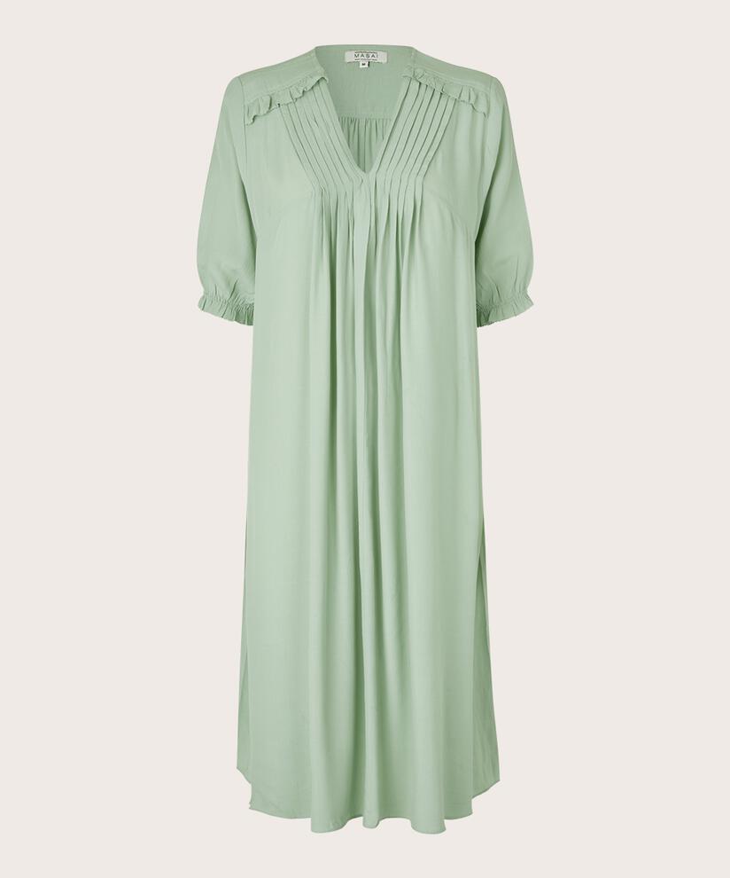 feminines Kleid aus Viskose mit Falten, Frosty Green
