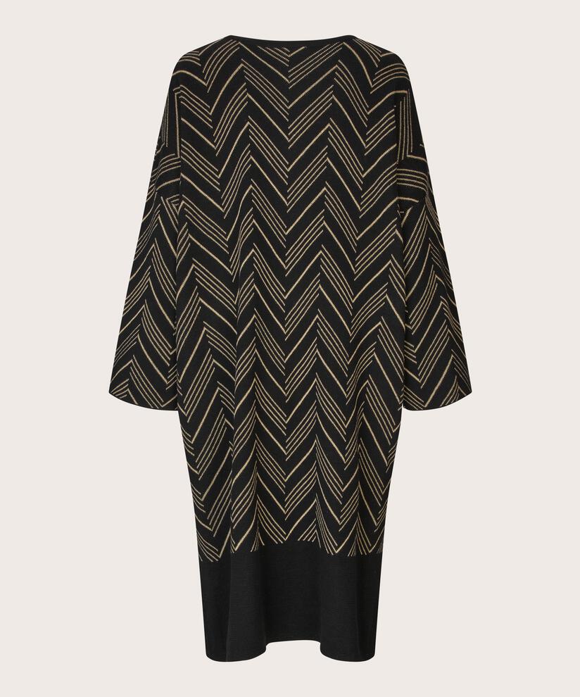 Feinstrickkleid mit Glitzerfaden und Seitenschlitz, Black