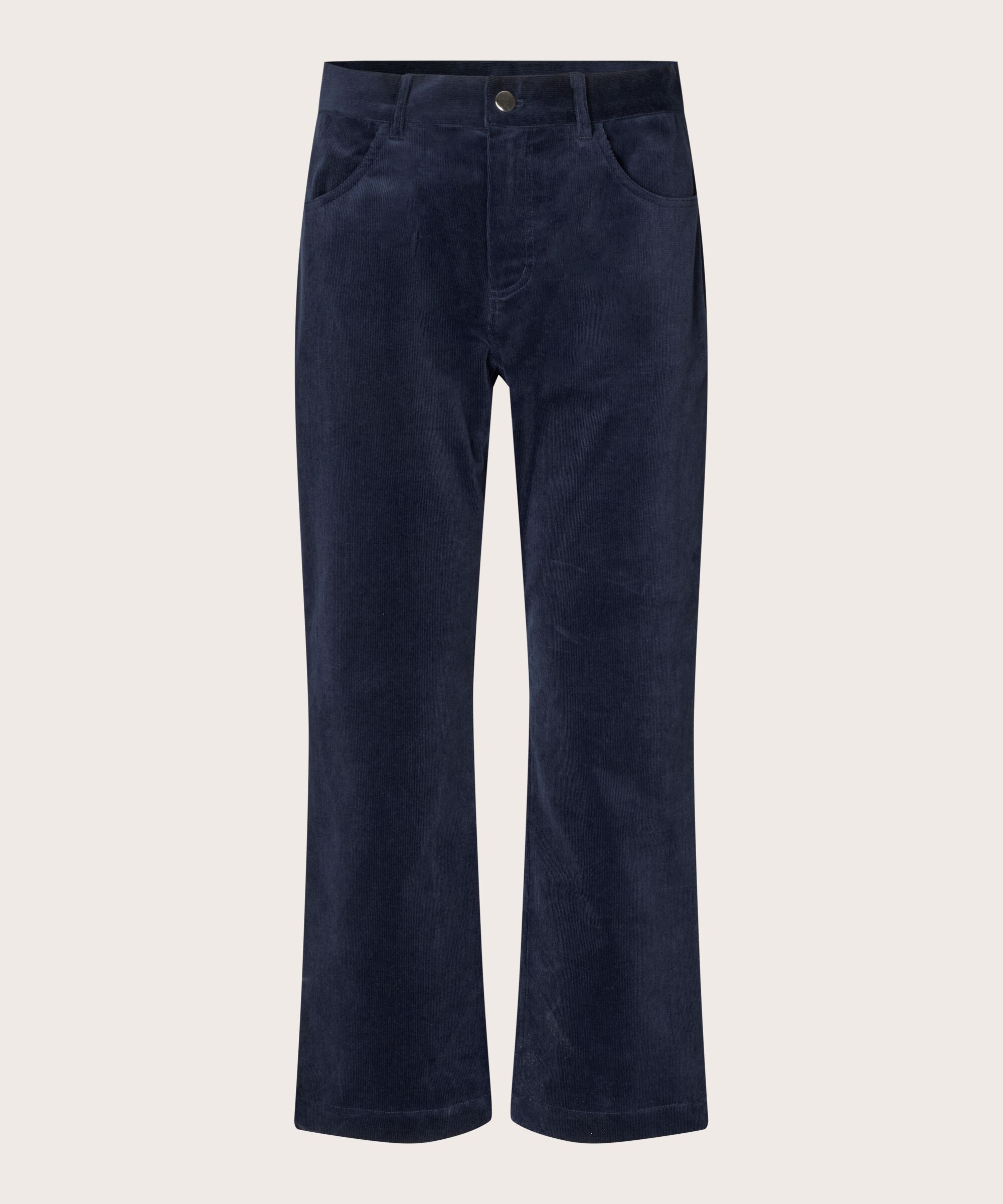 verkürzte Cordhose mit fixiertem Bund, Navy Blazer
