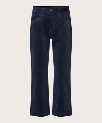verkürzte Cordhose mit fixiertem Bund, Navy Blazer