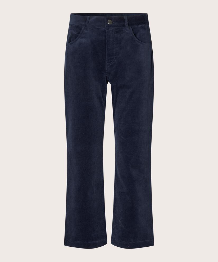 verkürzte Cordhose mit fixiertem Bund, Navy Blazer