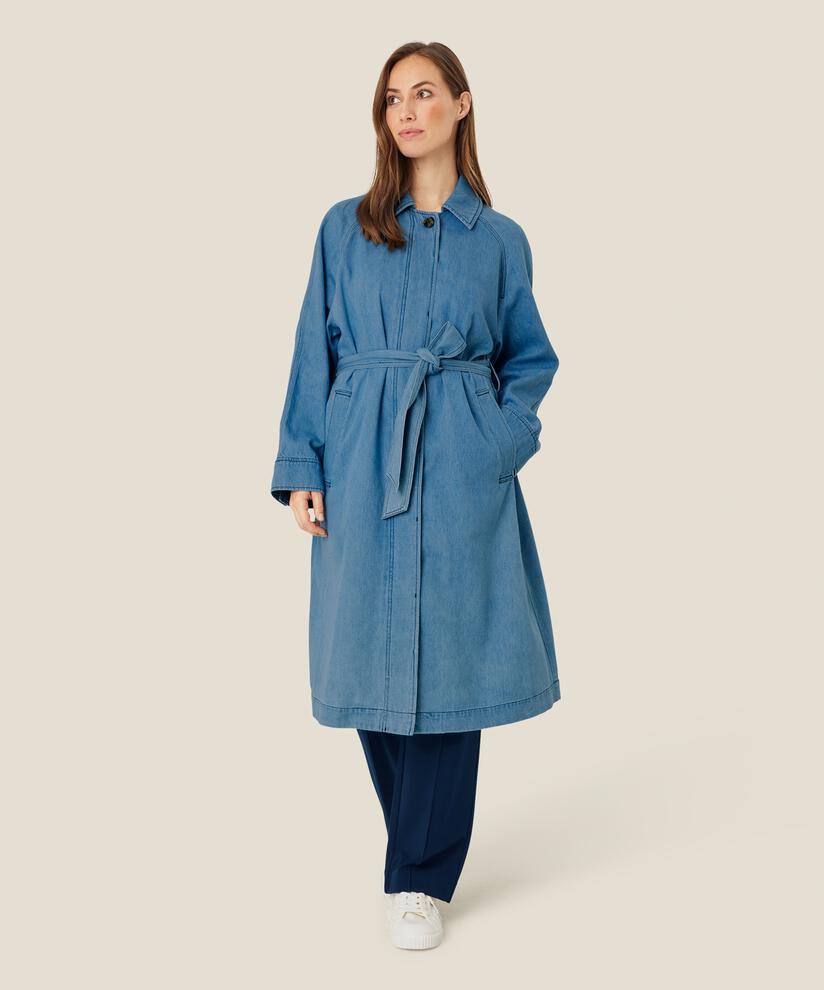 Denim-Trenchcoat mit abnehmbarem Gürtel, Light Denim