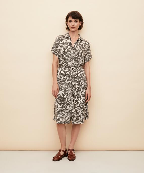 Jersey-Hemdblusenkleid mit abnehmbarer Krawatte, Raven