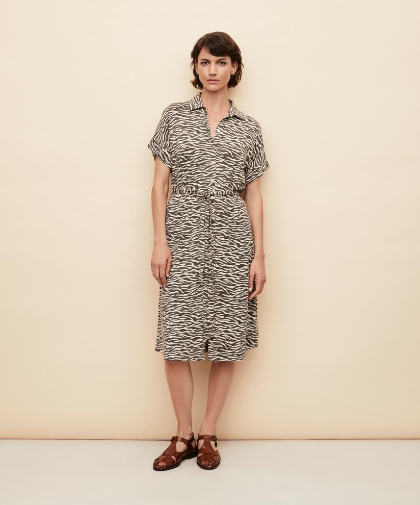 Jersey-Hemdblusenkleid mit abnehmbarer Krawatte, Raven
