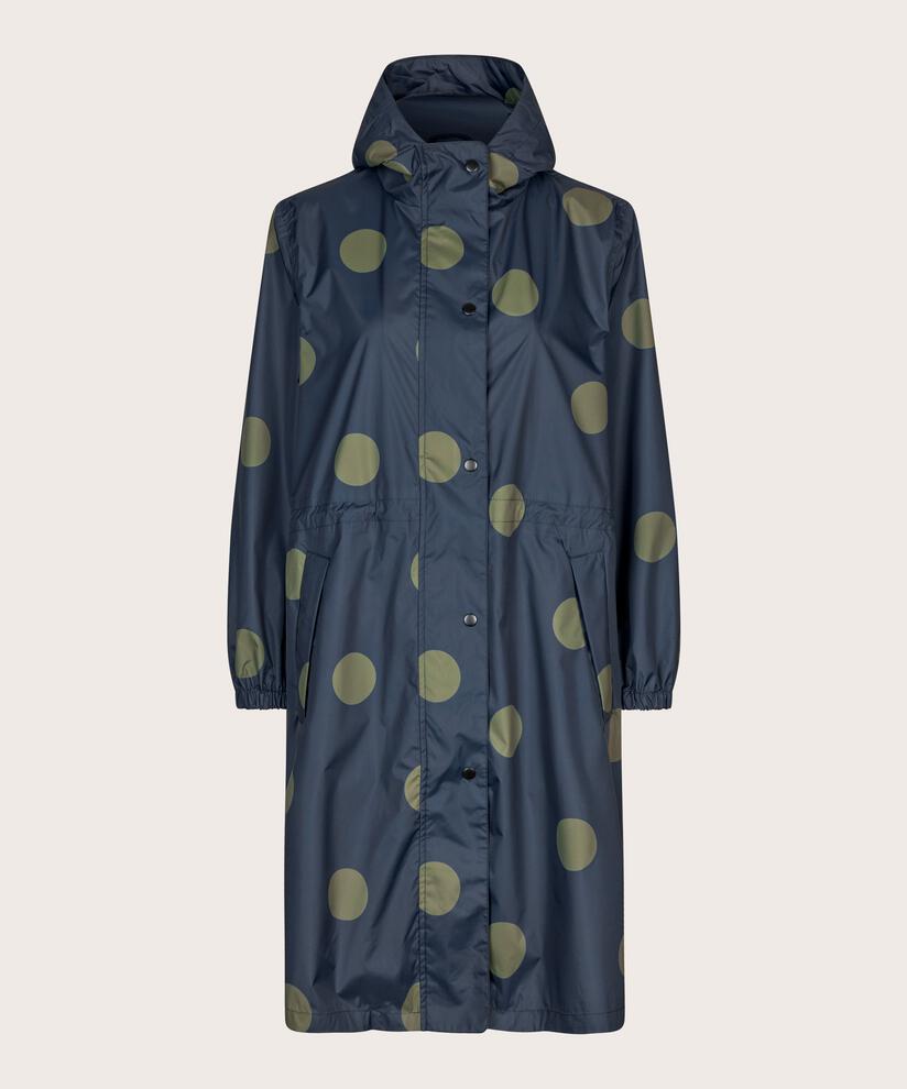gepunktete Regenjacke mit Kapuze und Taschen, Mood Indigo