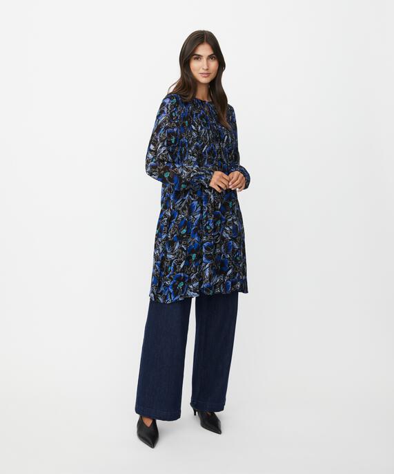 Tunika aus leichter transparenter Viskose mit Bindebändern am Hals, Surf the web